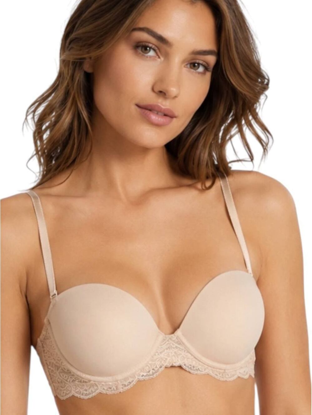 Simone Perele Kar Bra Women's Beige Lace Push-Up Size 32F NWT